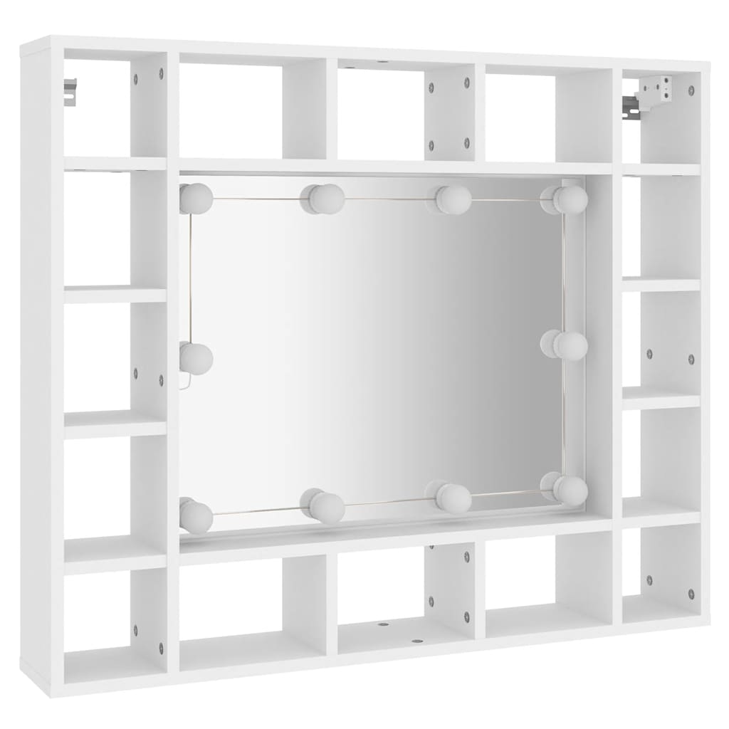 Badrumsspegel Spegelskåp LED Vit 91x15x76,5 cm