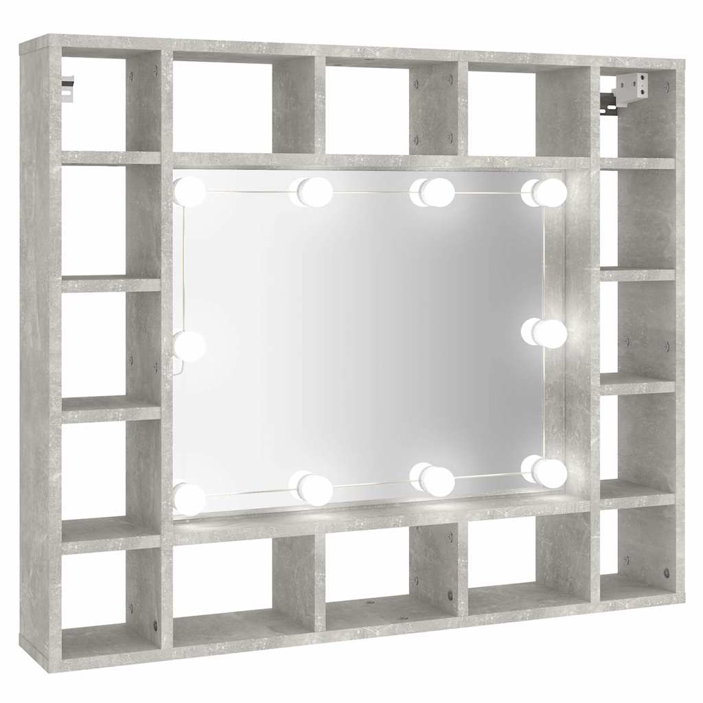 Badrumsspegel Spegelskåp LED Betonggrå 91x15x76,5 cm