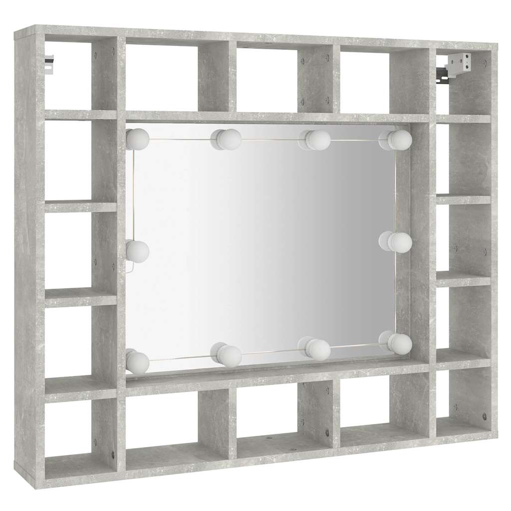 Badrumsspegel Spegelskåp LED Betonggrå 91x15x76,5 cm