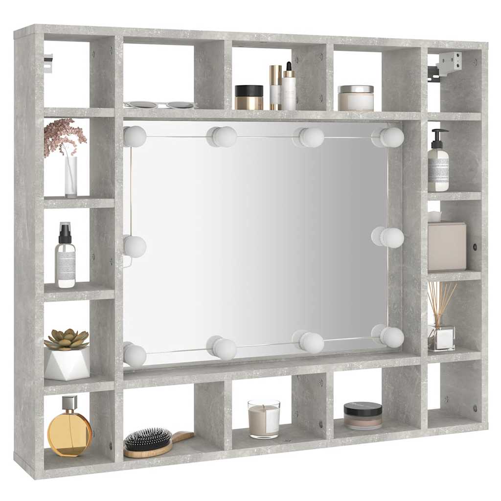 Badrumsspegel Spegelskåp LED Betonggrå 91x15x76,5 cm