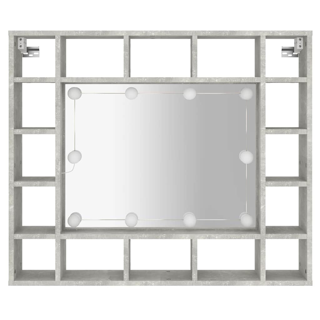 Badrumsspegel Spegelskåp LED Betonggrå 91x15x76,5 cm