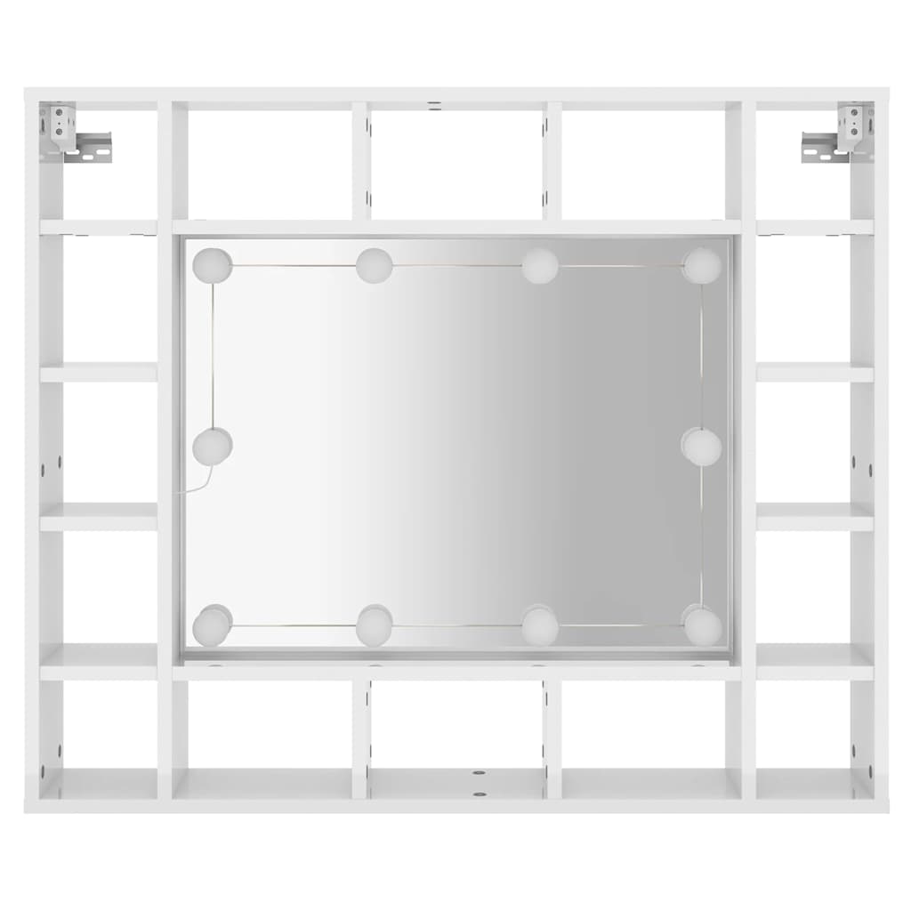 Badrumsspegel Spegelskåp LED Högglans Vit 91x15x76,5 cm