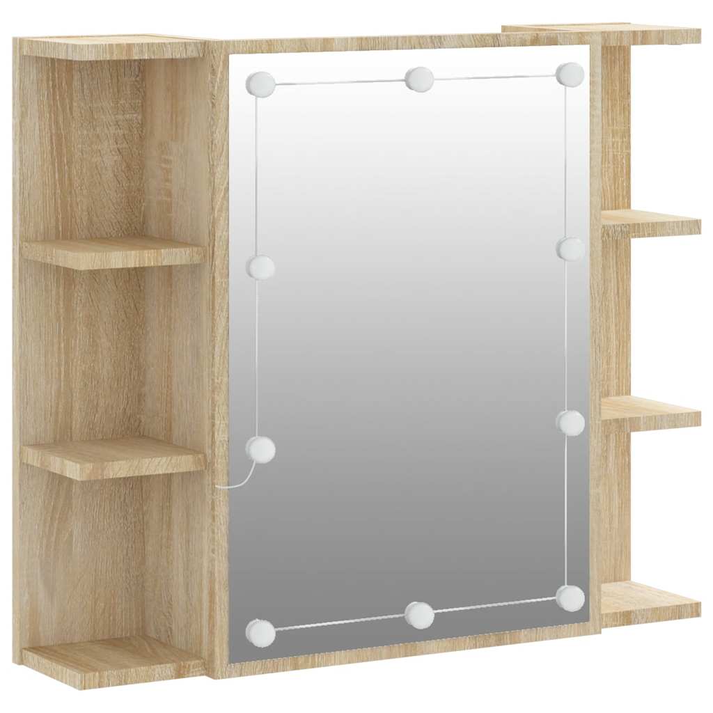 Badrumsspegel Spegelskåp LED Sonoma Ek 70x16,5x60 cm