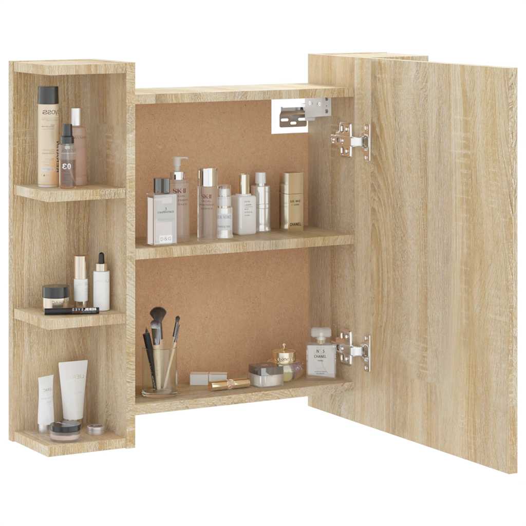 Badrumsspegel Spegelskåp LED Sonoma Ek 70x16,5x60 cm