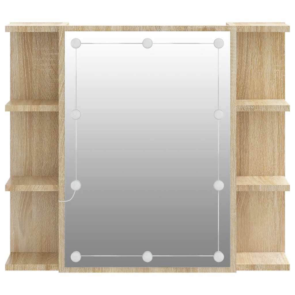 Badrumsspegel Spegelskåp LED Sonoma Ek 70x16,5x60 cm