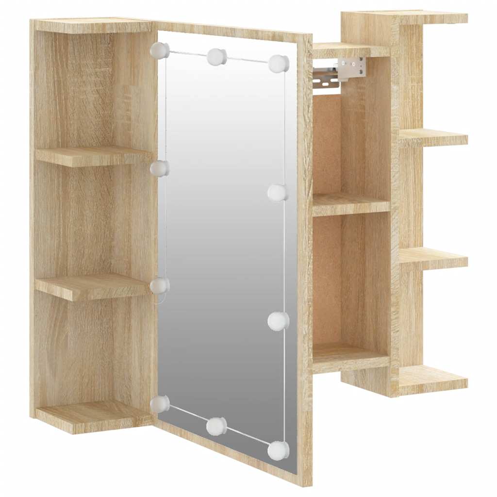 Badrumsspegel Spegelskåp LED Sonoma Ek 70x16,5x60 cm