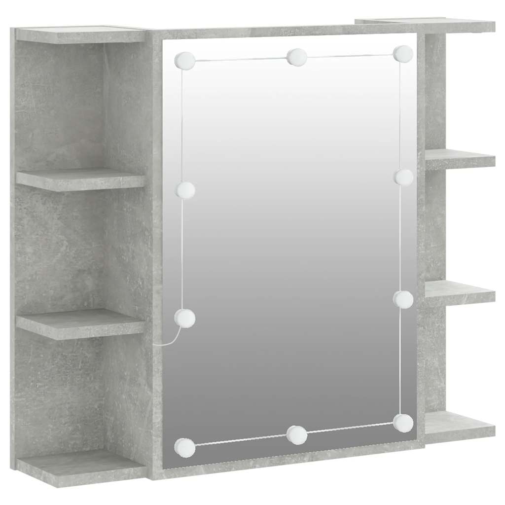 Badrumsspegel Spegelskåp LED Betonggrå 70x16,5x60 cm