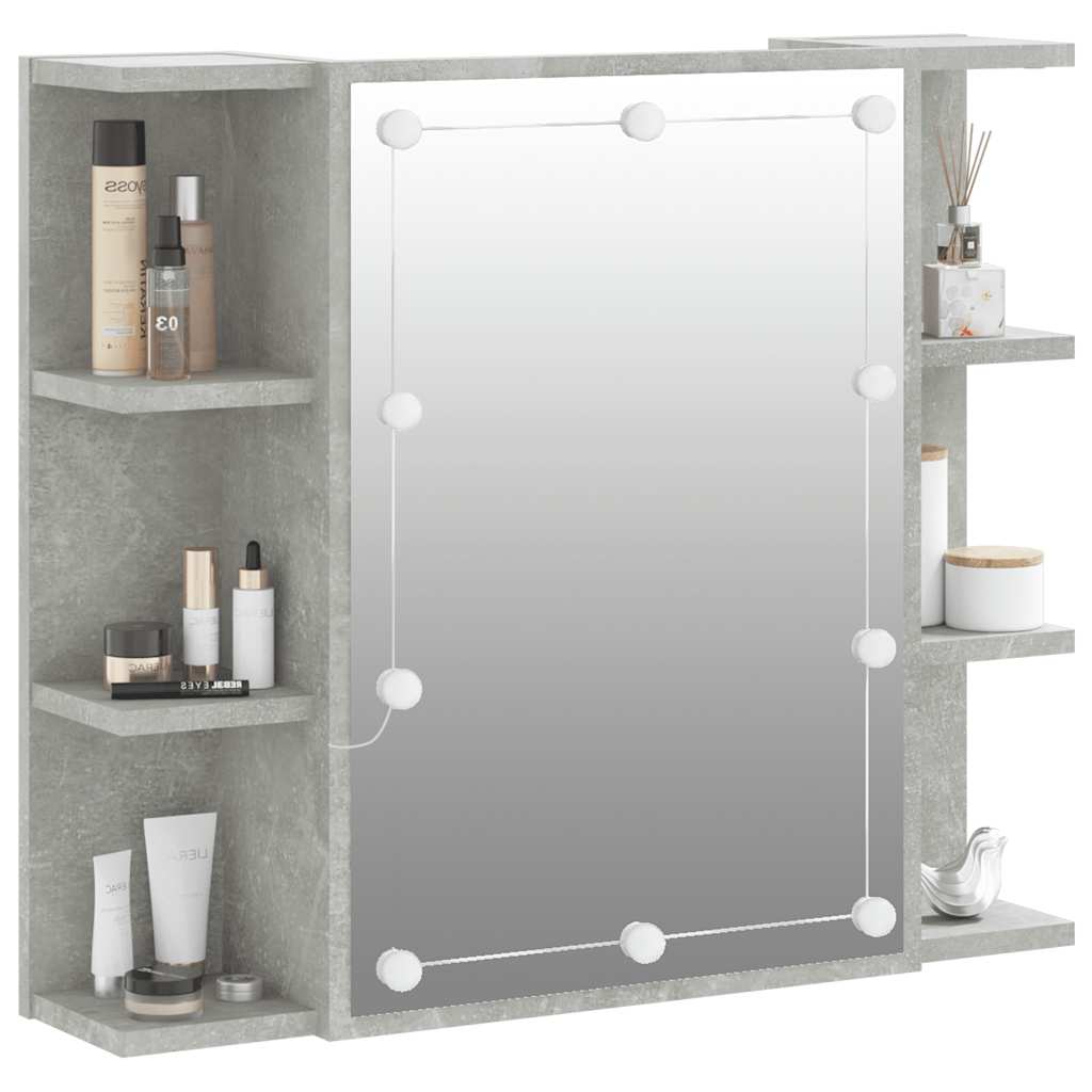 Badrumsspegel Spegelskåp LED Betonggrå 70x16,5x60 cm
