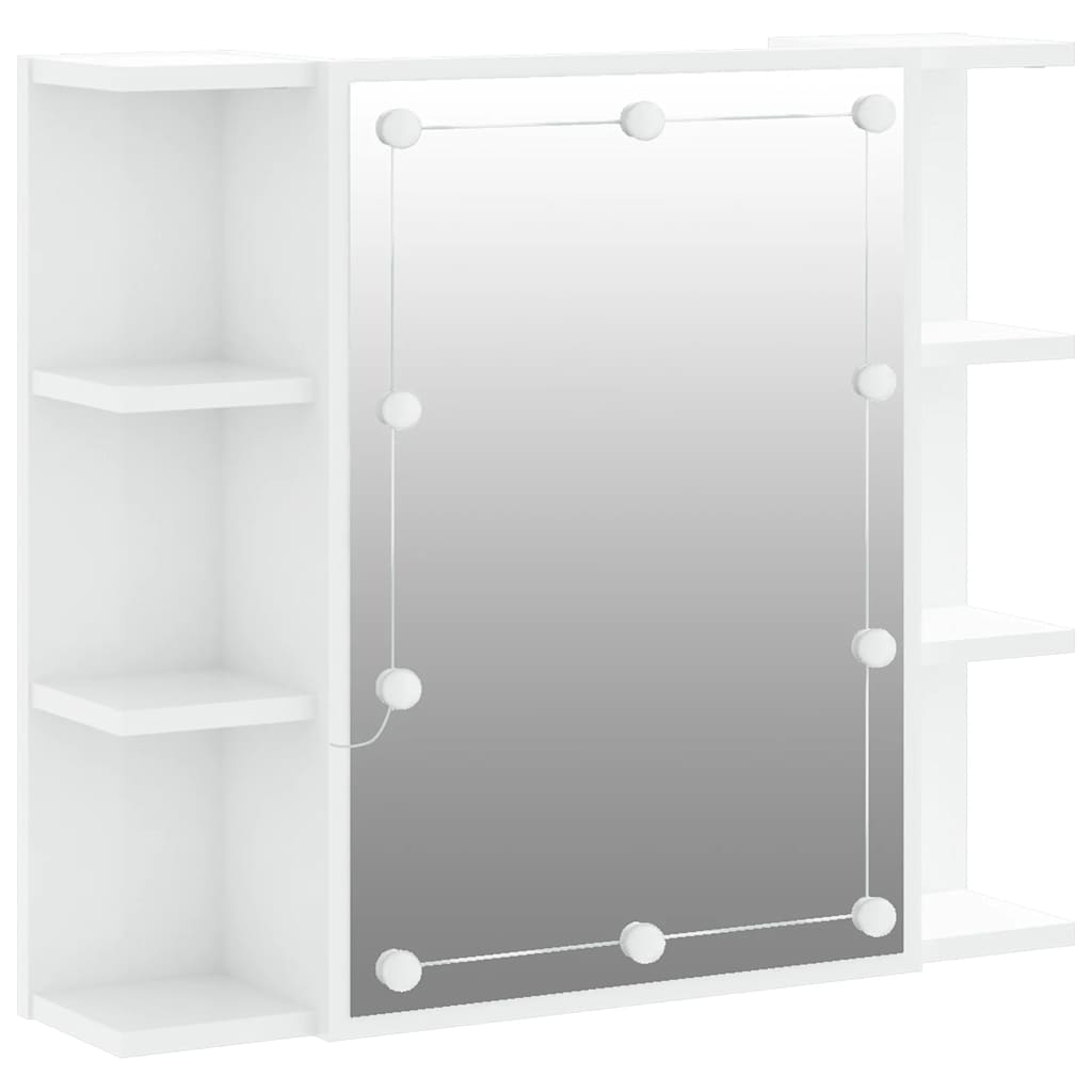 Badrumsspegel Spegelskåp LED Högglans Vit 70x16,5x60 cm