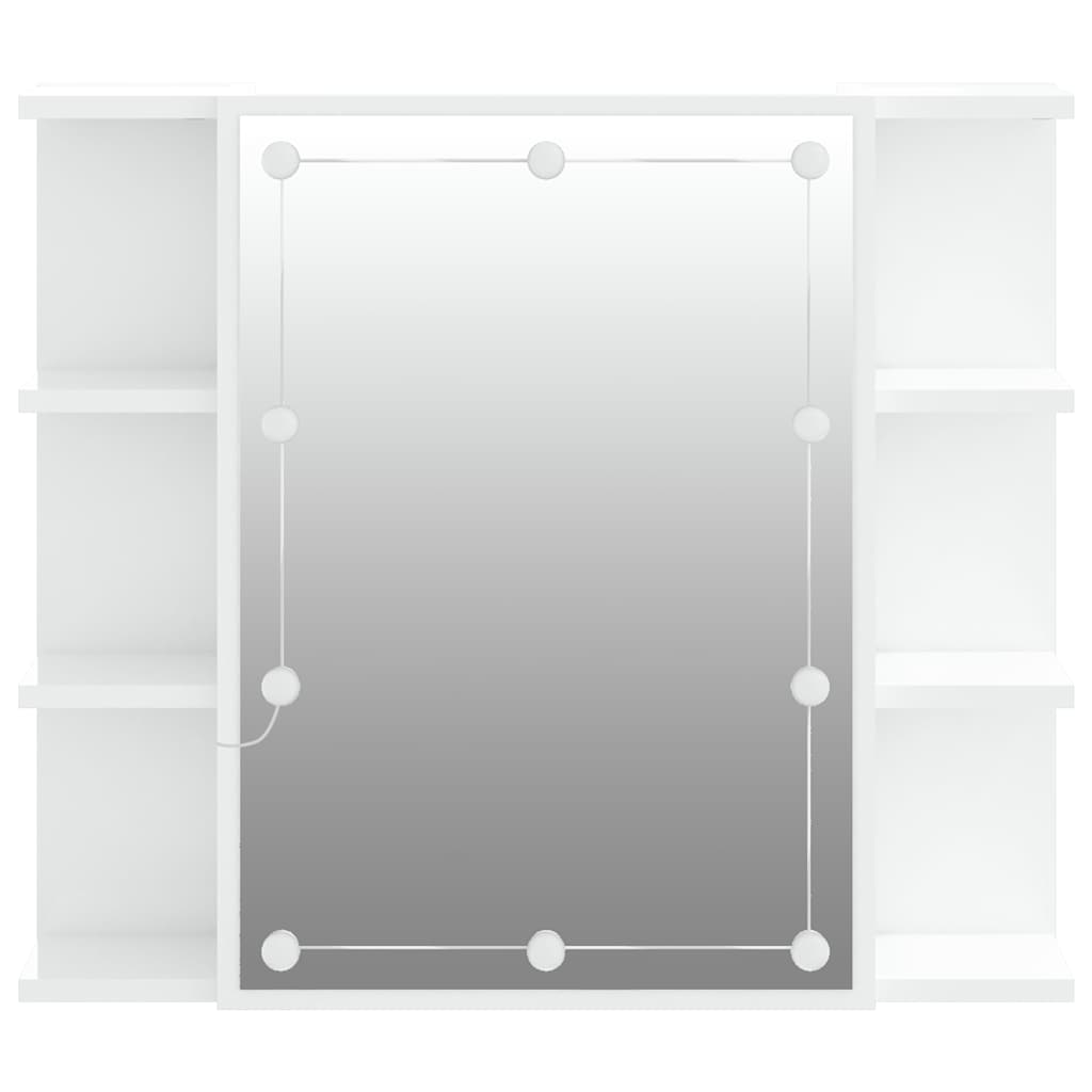 Badrumsspegel Spegelskåp LED Högglans Vit 70x16,5x60 cm