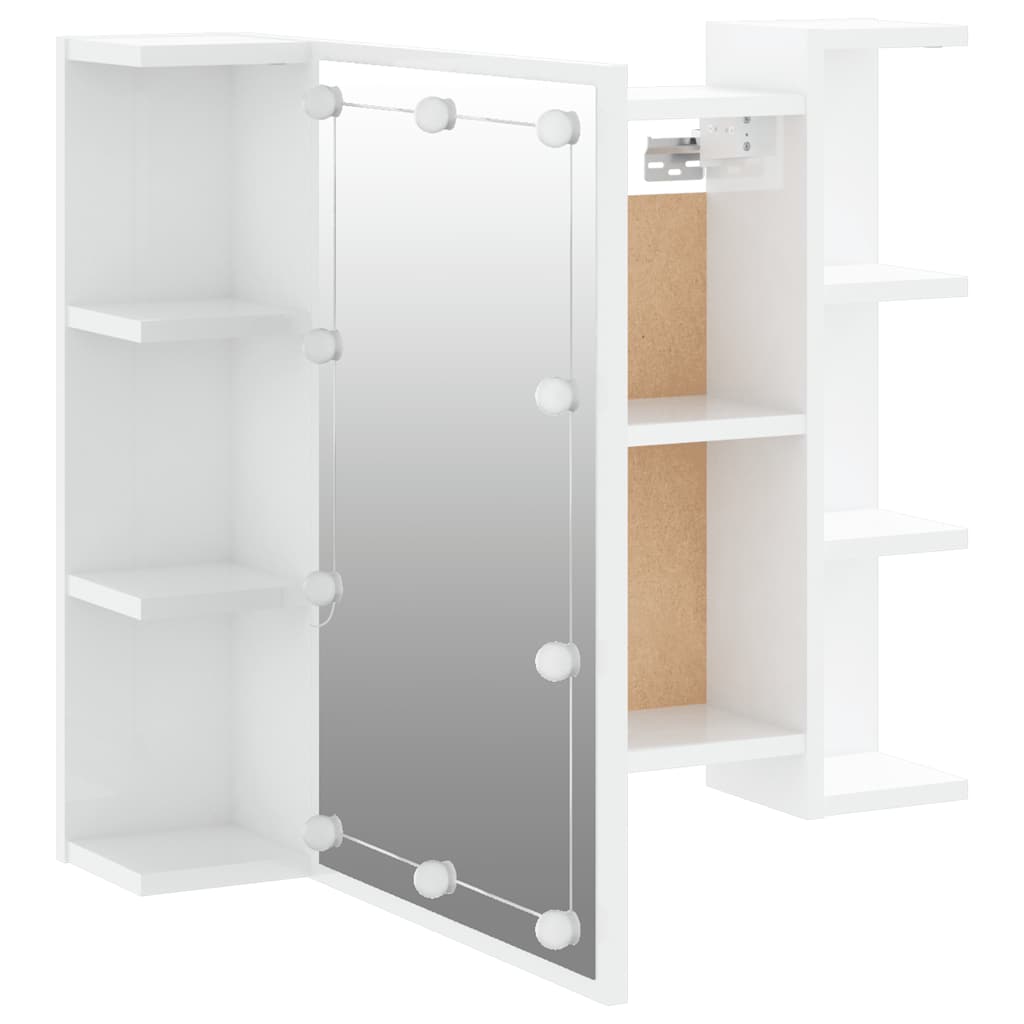 Badrumsspegel Spegelskåp LED Högglans Vit 70x16,5x60 cm