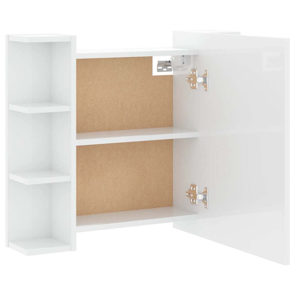 Badrumsspegel Spegelskåp LED Högglans Vit 70x16,5x60 cm