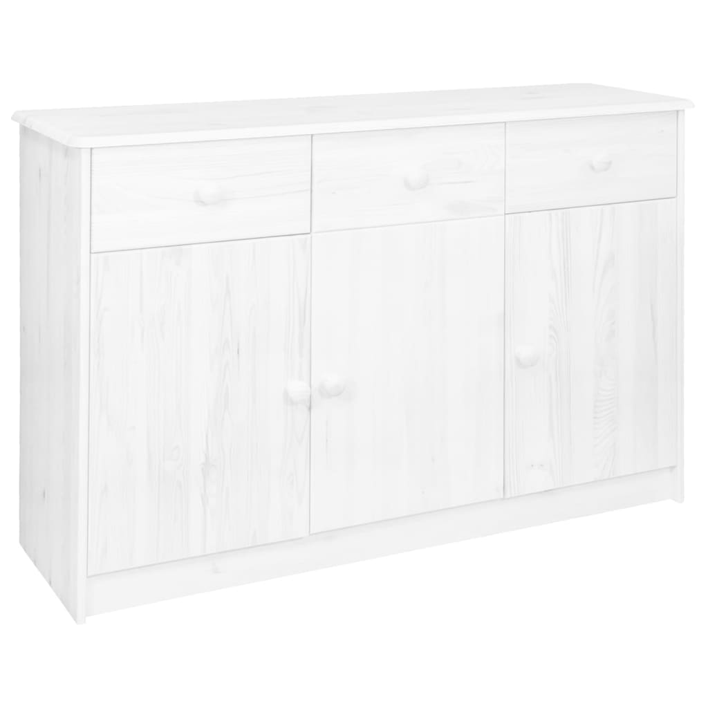 Skänk Trä med 3 lådor Vit 113x35x73 cm massiv furu