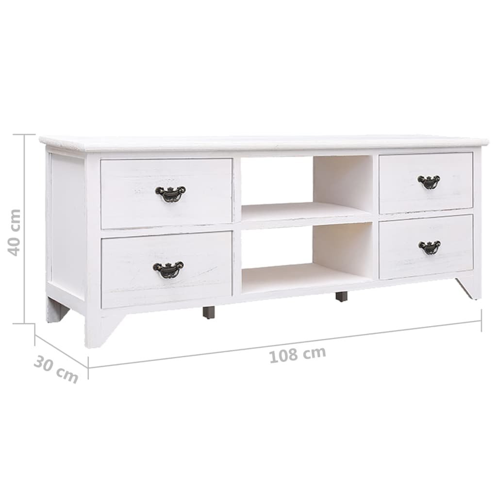 Tv-bänk antikvit 108x30x40 cm massivt kejsarträ