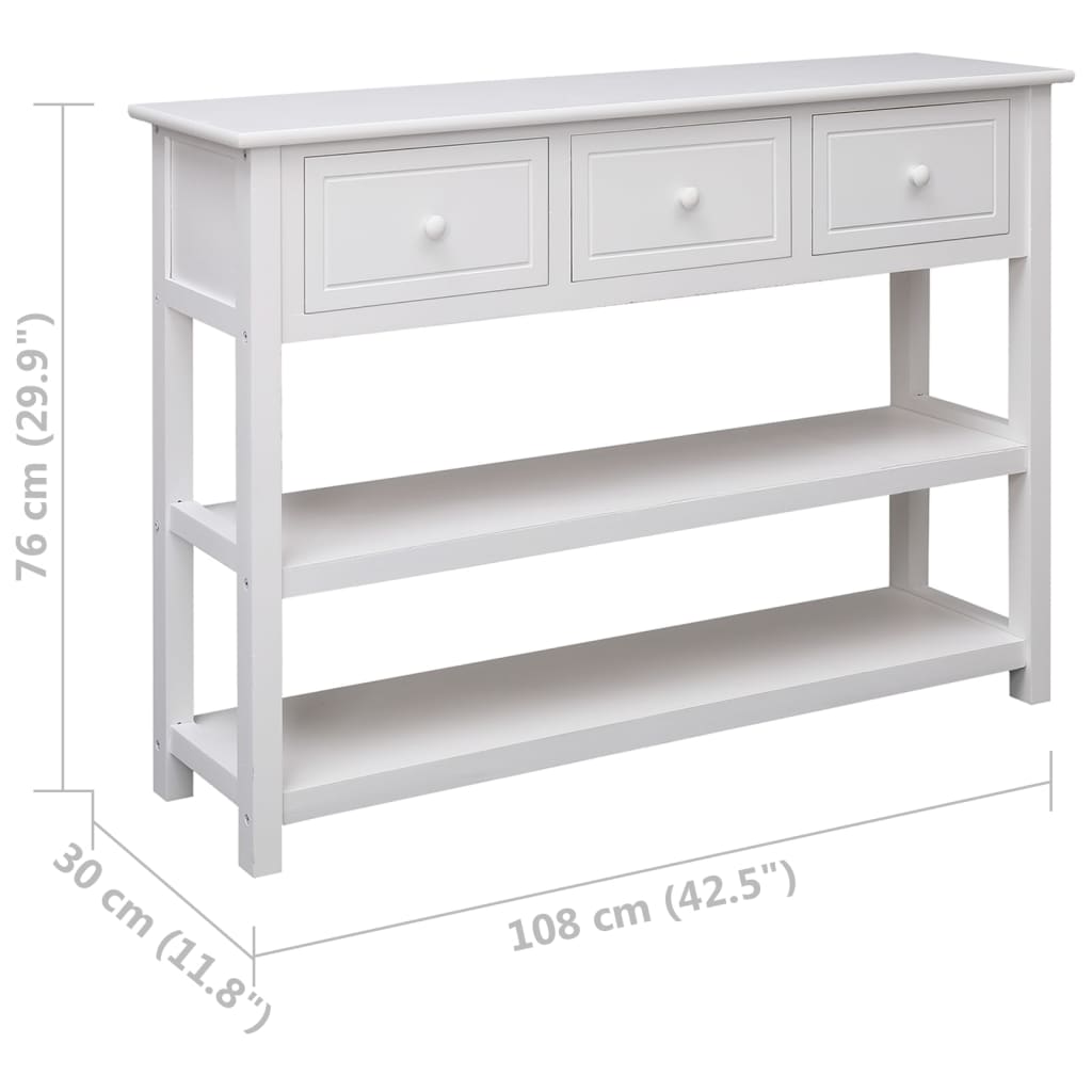 Skänk Vit 108x30x76 cm massivt kejsarträ