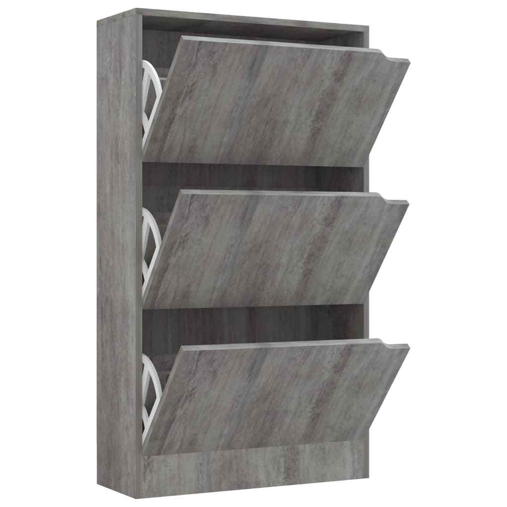 Skoställ Betonggrå Skoskåp med 3 dörrar 59x24x105 cm