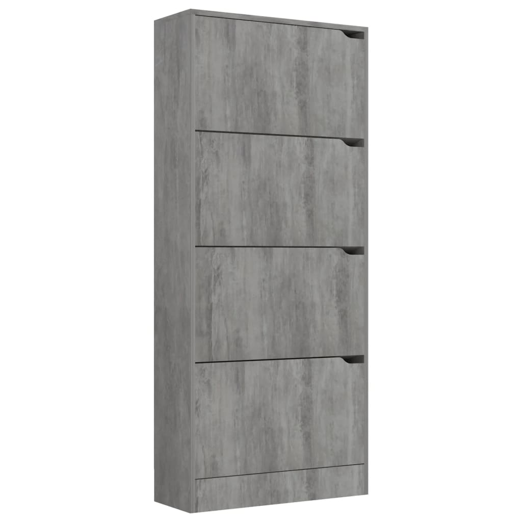 Skoställ Betonggrå Skoskåp med 4 dörrar 59x24x136 cm