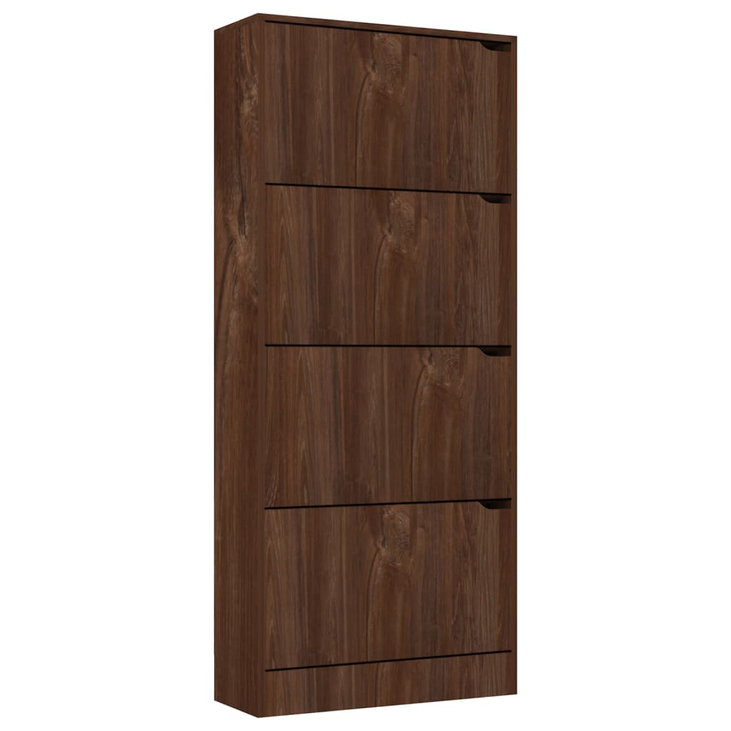 Skoställ Brun Ek Skoskåp med 4 dörrar 59x24x136 cm