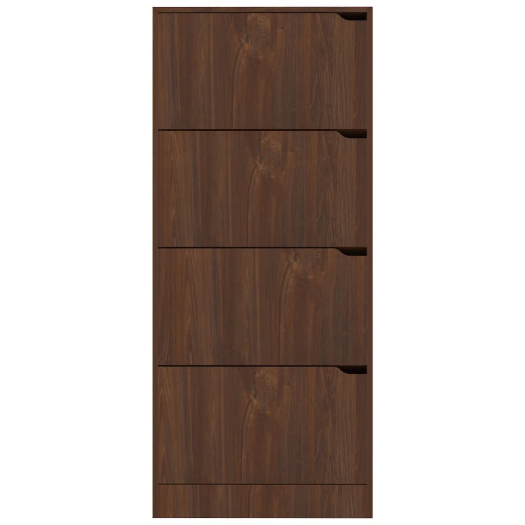 Skoställ Brun Ek Skoskåp med 4 dörrar 59x24x136 cm