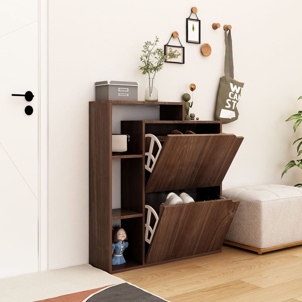 Skoställ Brun Ek Skoskåp 79,5x24x90,5 cm