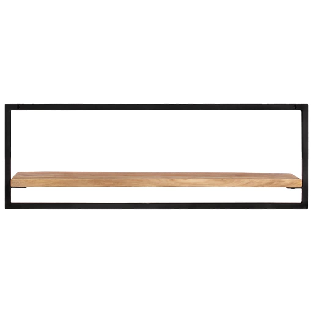 Vägghylla Trä 2 st 100x24x35 cm massivt akaciaträ och stål