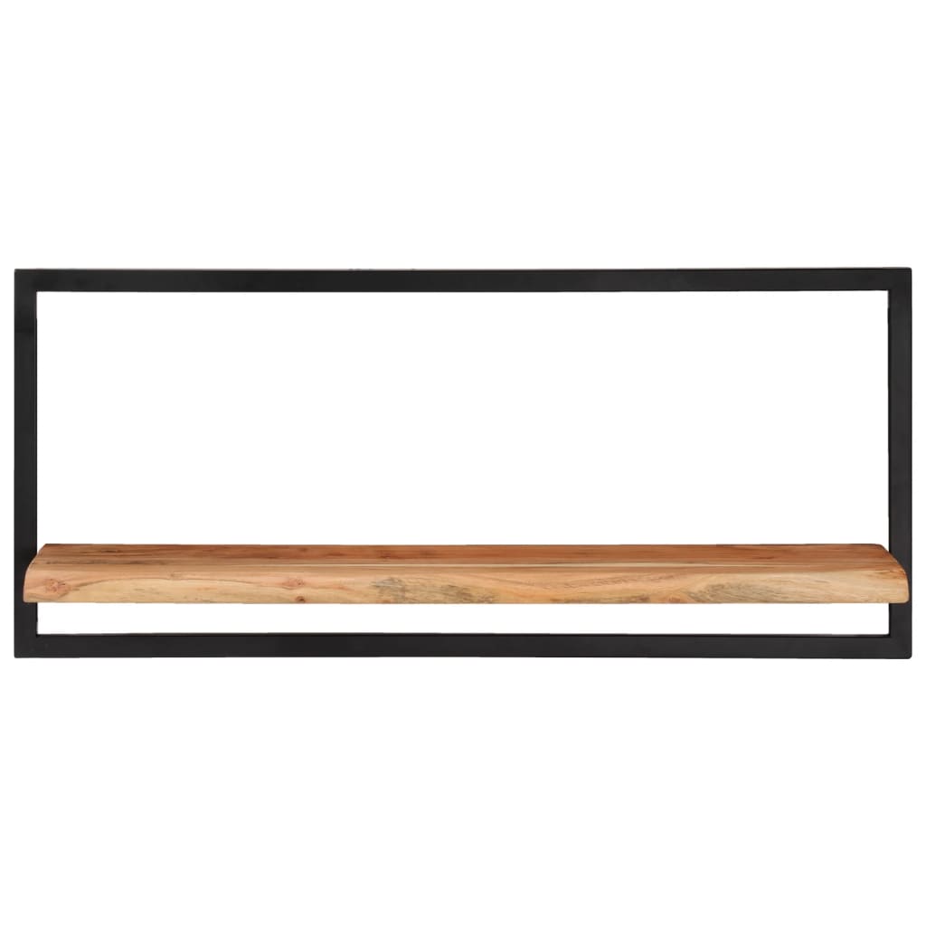 Vägghylla Trä 2 st 80x25x35 cm massivt akaciaträ och stål
