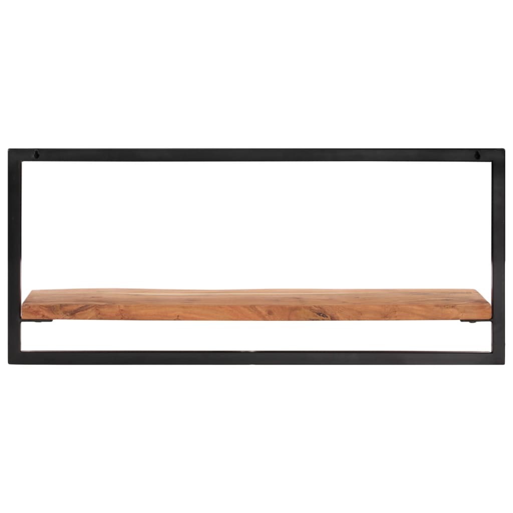 Vägghylla Trä 2 st 80x25x35 cm massivt akaciaträ och stål