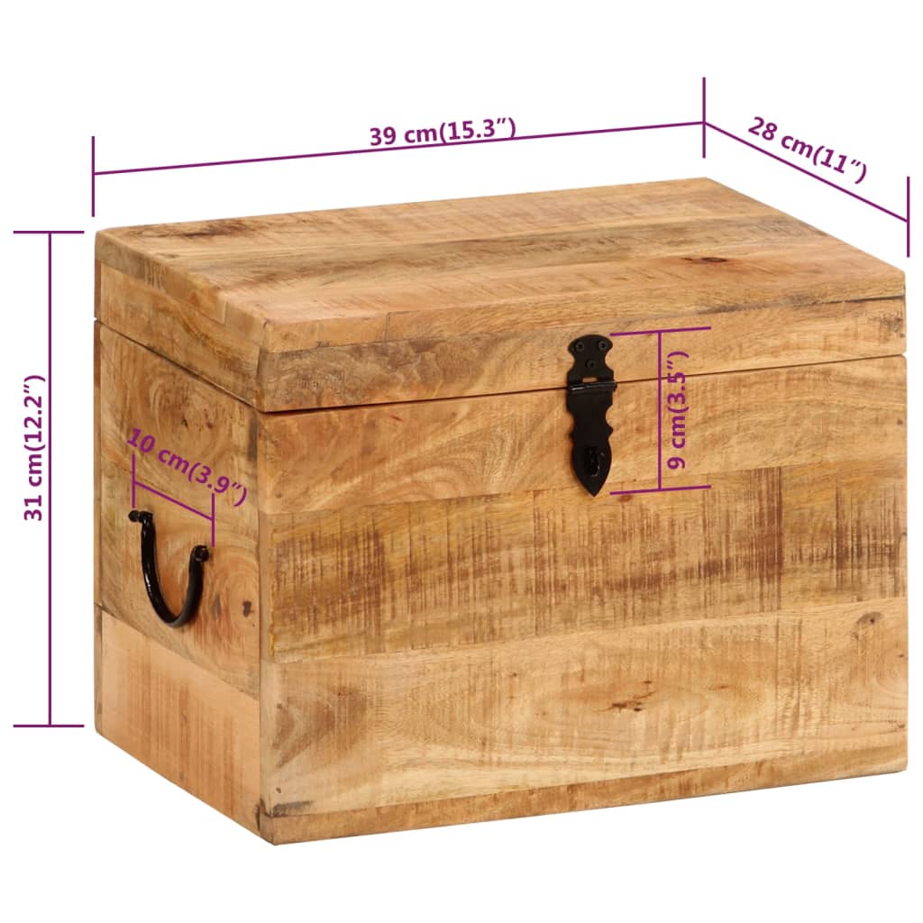Förvaringskista 39x28x31 cm massivt mangoträ