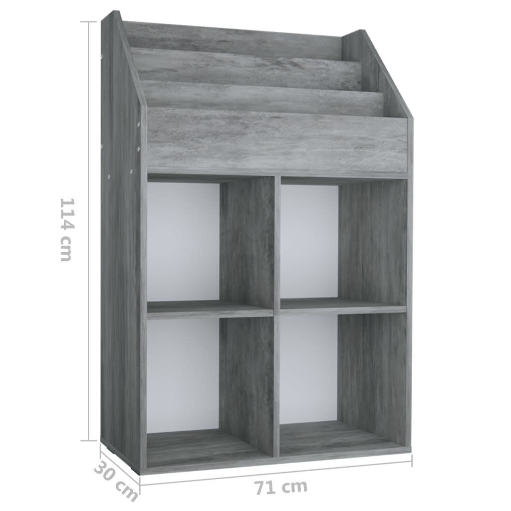 Tidskriftshållare för barn Betonggrå 71x30x114 cm