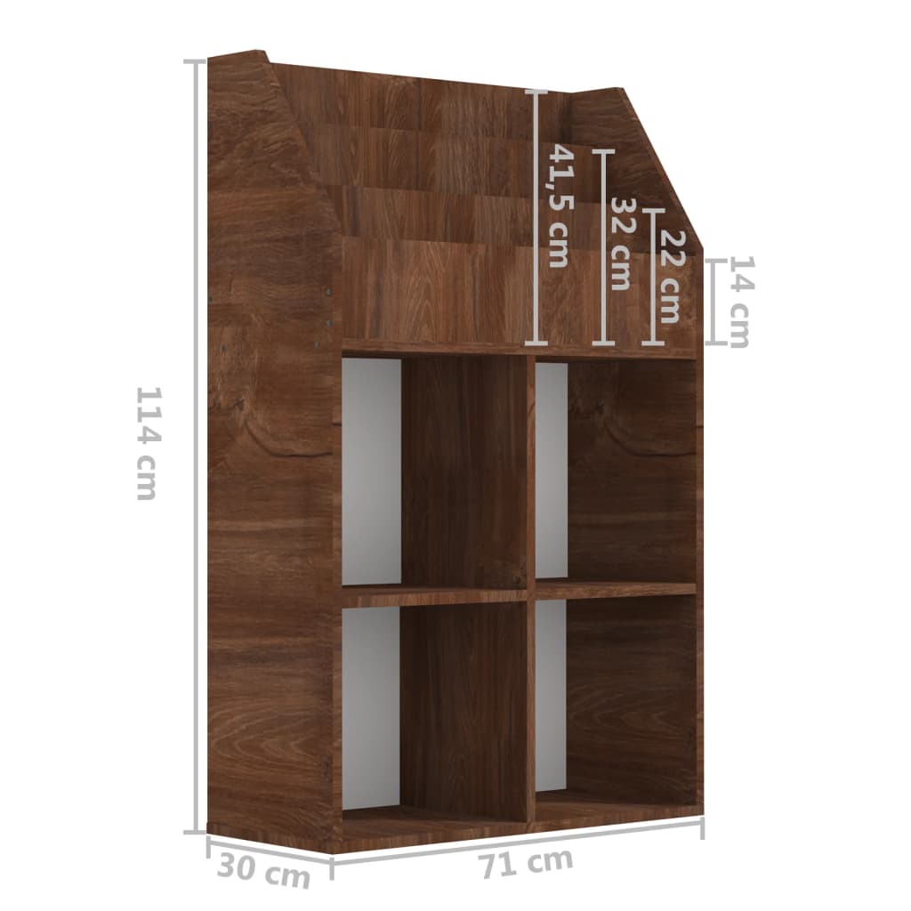 Tidskriftshållare för barn Brun Ek 71x30x114 cm