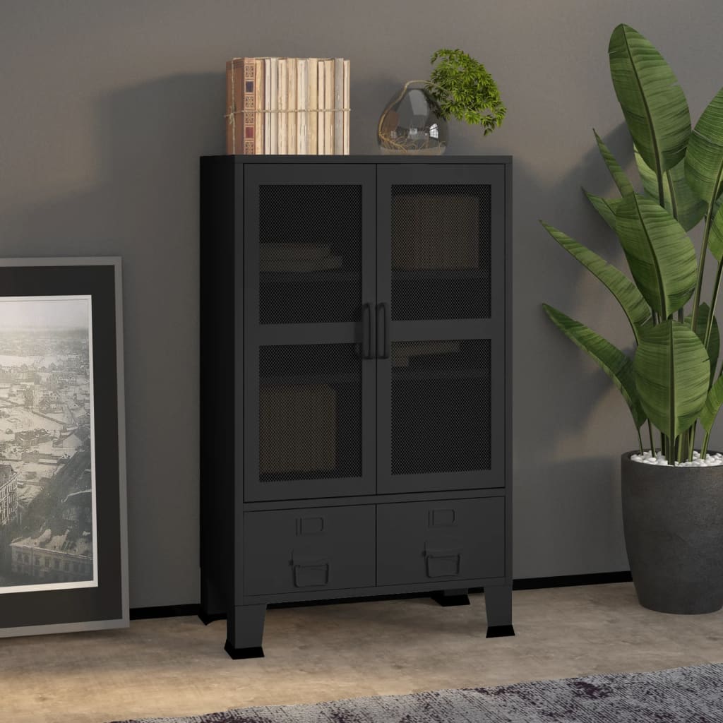 Skåp DIV. Svart 70x40x115 cm metall