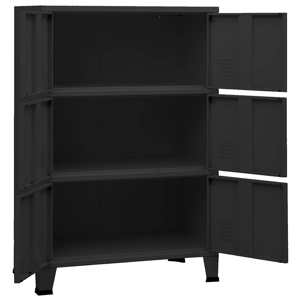 Skåp DIV. Svart 75x40x115 cm metall