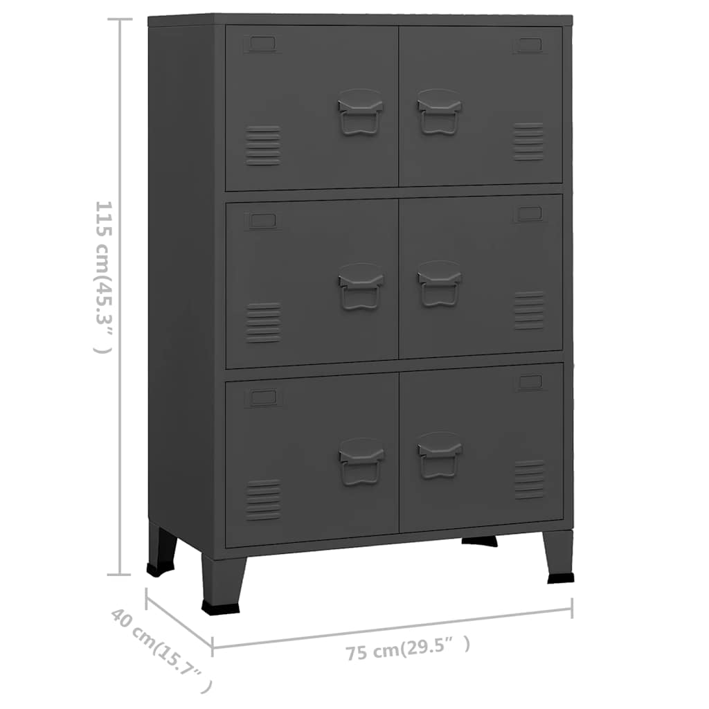 Skåp DIV. antracit 75x40x115 cm metall