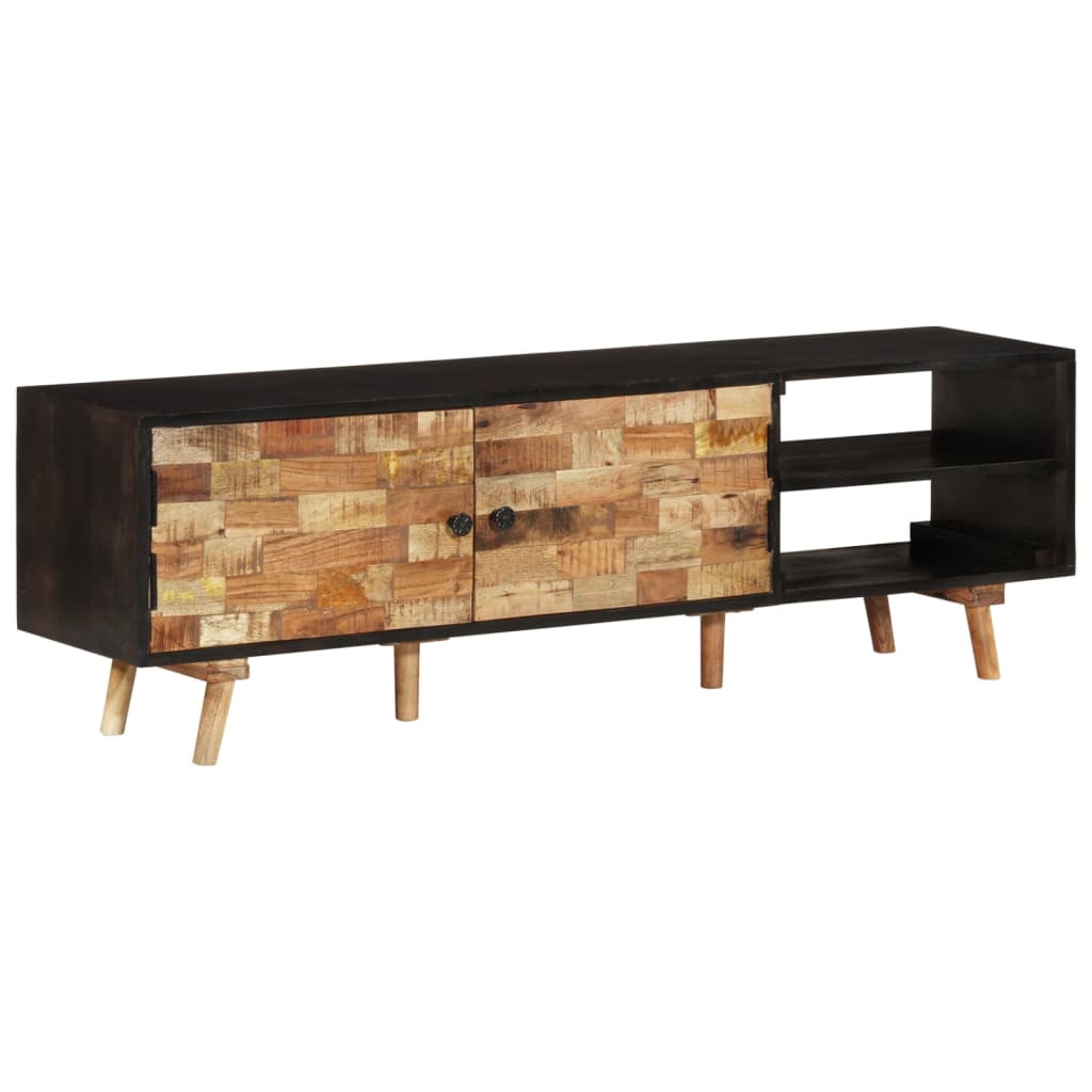 TV-bänk 140x30x45 cm grovt mangoträ massivt akaciaträ