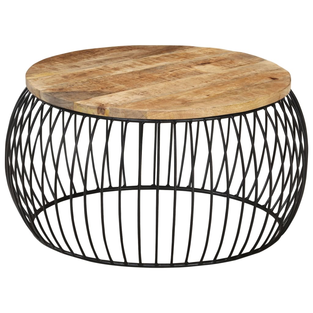 Soffbord Trä Ø68 cm grovt mangoträ