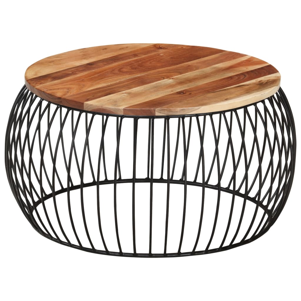 Soffbord Trä Ø68 cm massivt akaciaträ