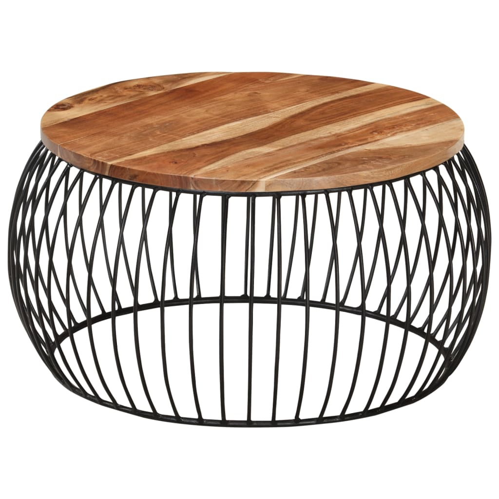 Soffbord Trä Ø68 cm massivt akaciaträ