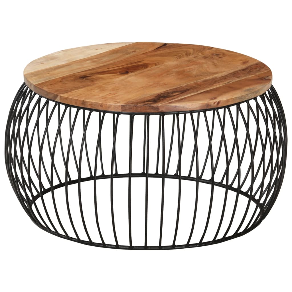 Soffbord Trä Ø68 cm massivt akaciaträ