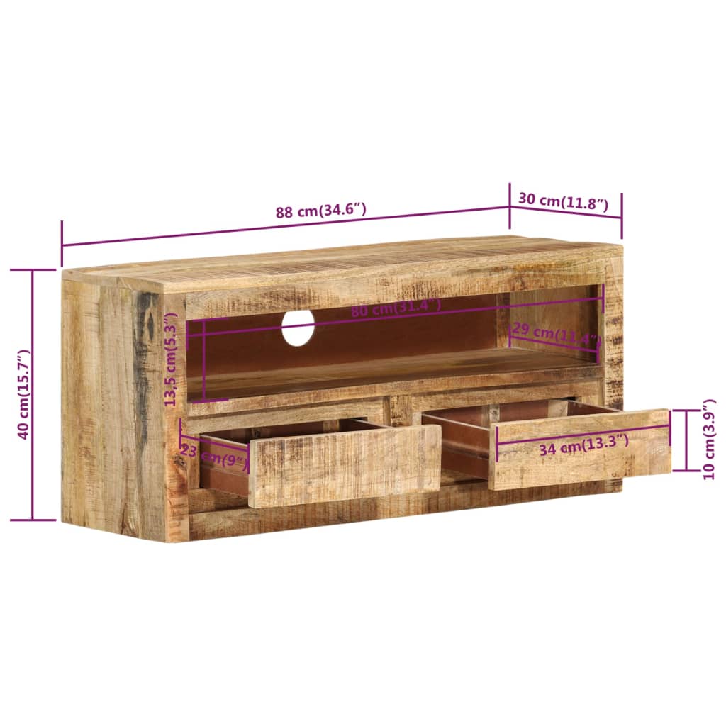 Tv-bänk 88x30x40 cm massivt mangoträ