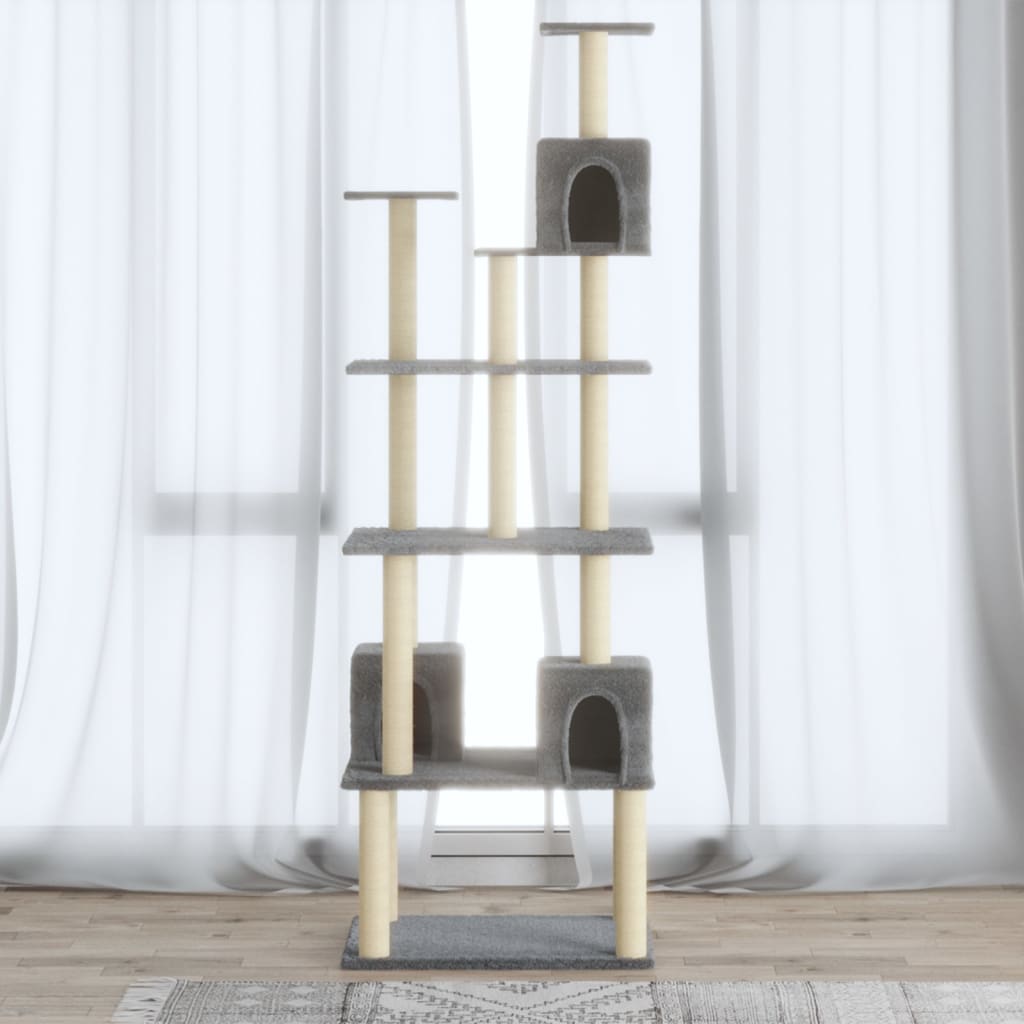 Kattmöbel Klösträd med sisalpelare ljusgrå 188 cm