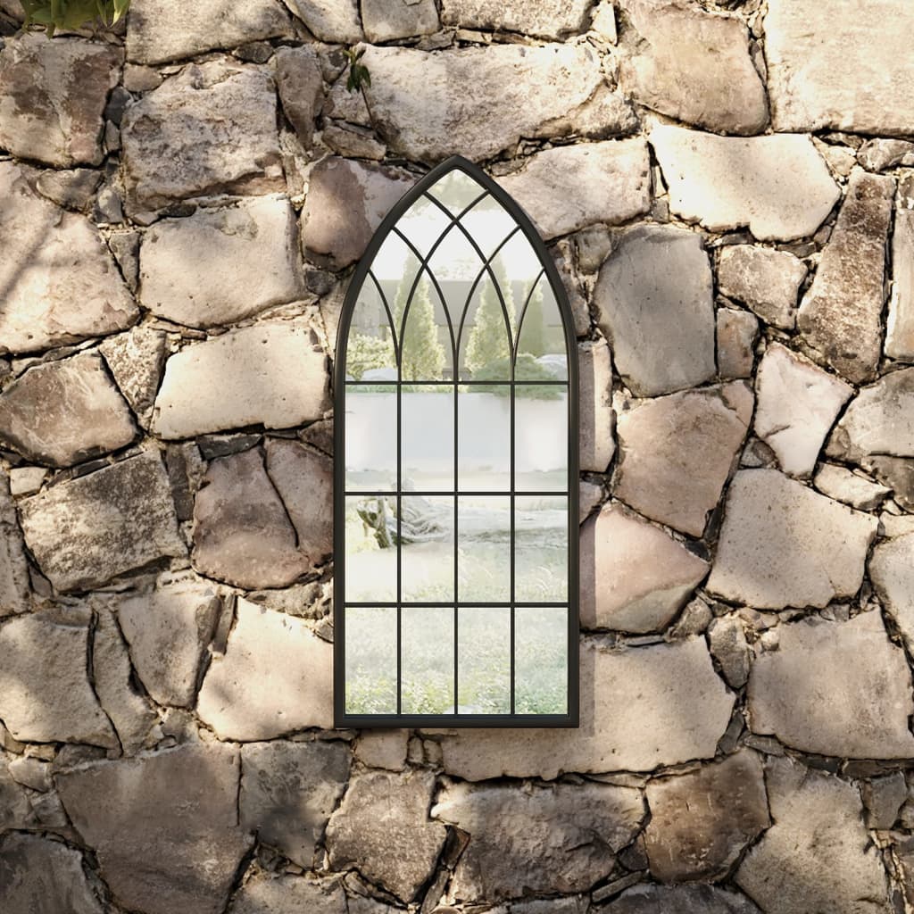 Väggspegel Svart 70x30 cm järn för utomhusbruk