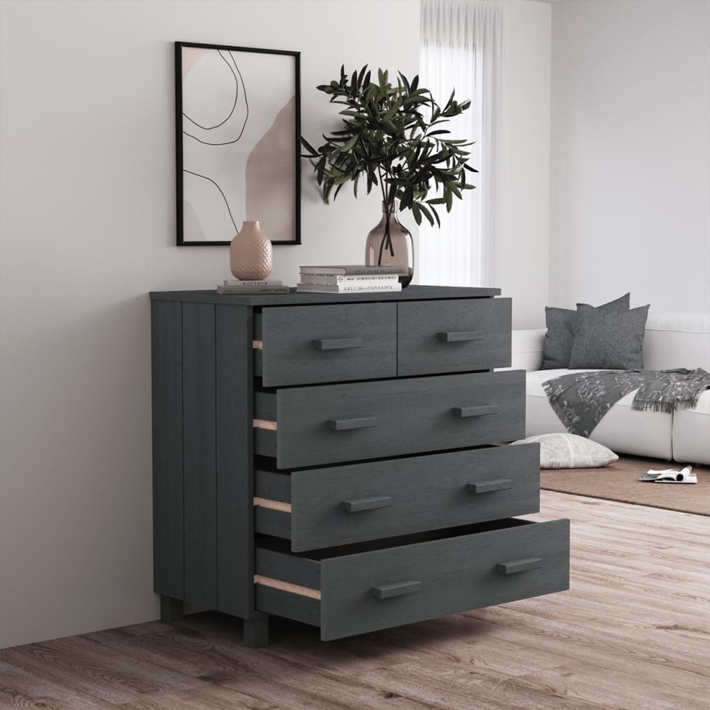 Byrå HAMAR mörkgrå 79x40x80 cm massiv furu