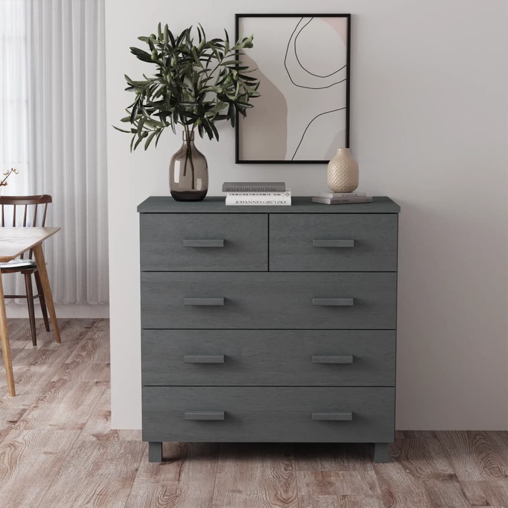 Byrå HAMAR mörkgrå 79x40x80 cm massiv furu