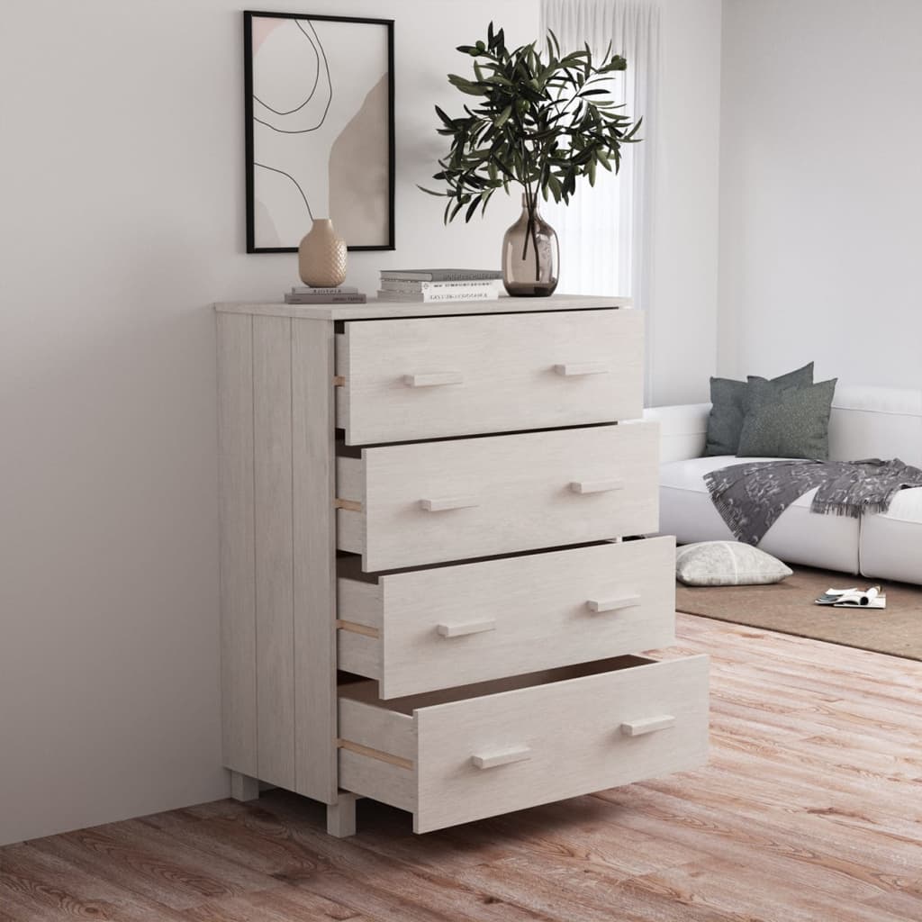 Byrå Vit HAMAR Vit 79x40x103,5 cm massiv furu