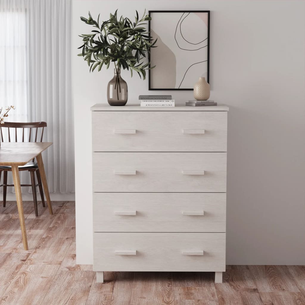 Byrå Vit HAMAR Vit 79x40x103,5 cm massiv furu