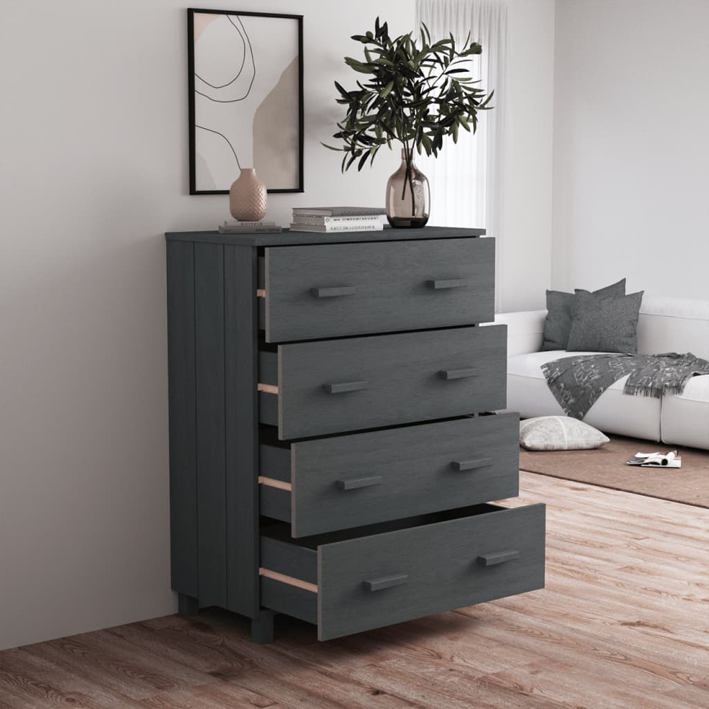 Byrå Grå HAMAR mörkgrå 79x40x103,5 cm massiv furu