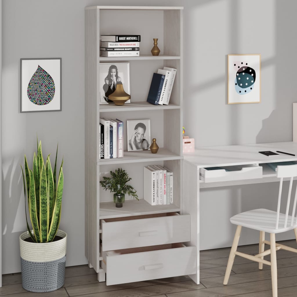 Skåp Vit HAMAR Vit 60x35x180 cm massiv furu