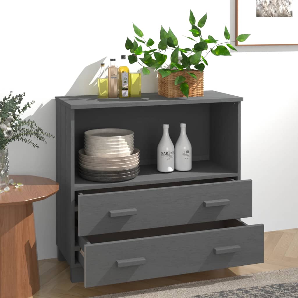 Byrå Grå HAMAR mörkgrå 85x35x80 cm massiv furu