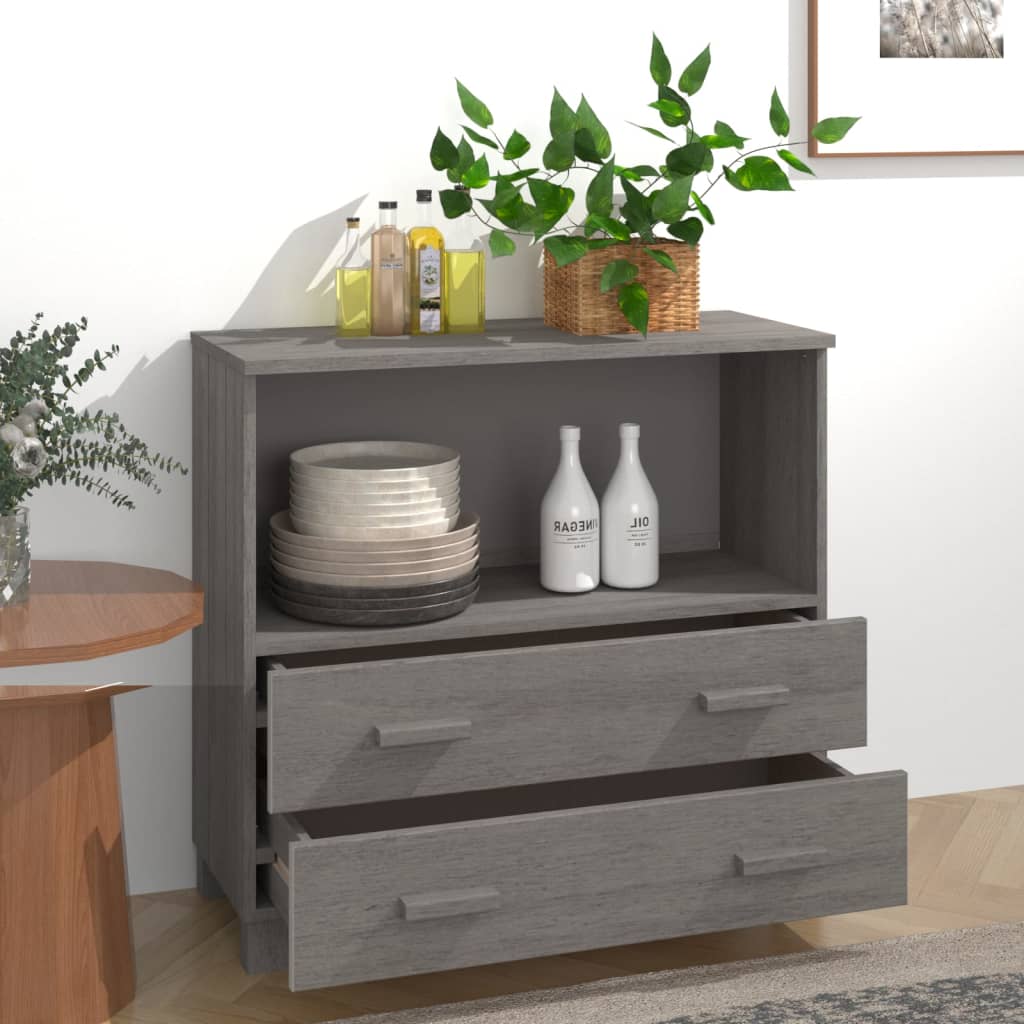 Byrå Grå HAMAR ljusgrå 85x35x80 cm massiv furu