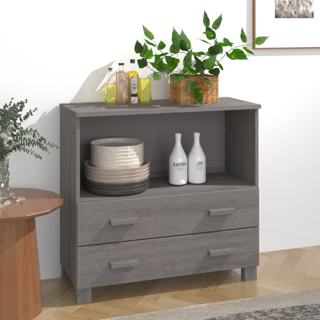 Byrå Grå HAMAR ljusgrå 85x35x80 cm massiv furu
